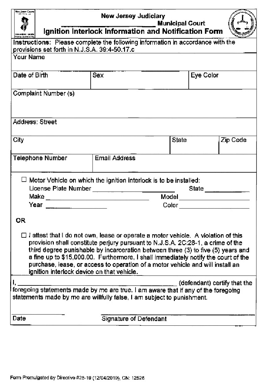 Ignition Interlock Information and Notification Form